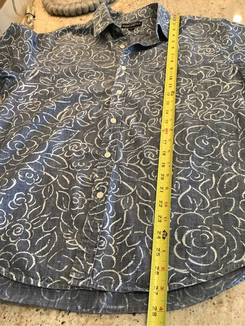 Men's J Crew Short-Sleeve Blue Floral Button-Up Shirt Large